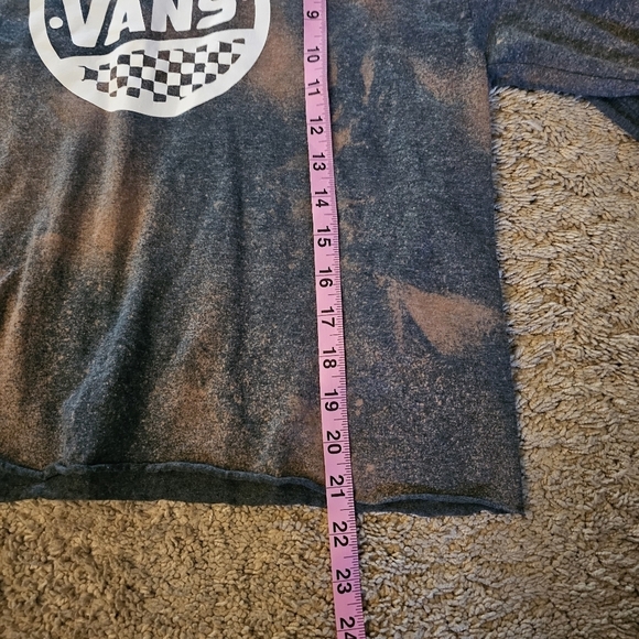 Vans Custom Logo Long Sleeve Semi Crop Shirt Size Medium Gildan Acid Washed - Picture 3 of 7